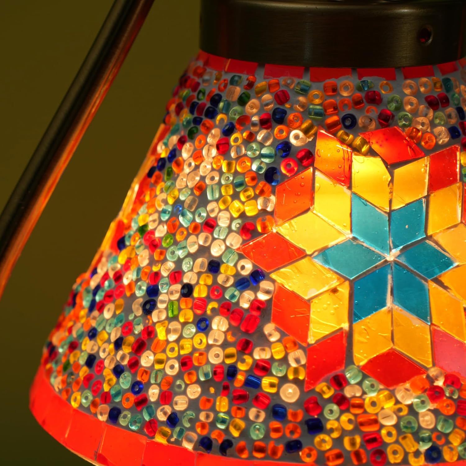 Turkish Mosaic Table Lamp, Wax Warmer, Adjustable Brightness, Aromatherapy & Mood Lighting, Vintage Bohemian Style, Perfect for Home Decor & Gift FJORD