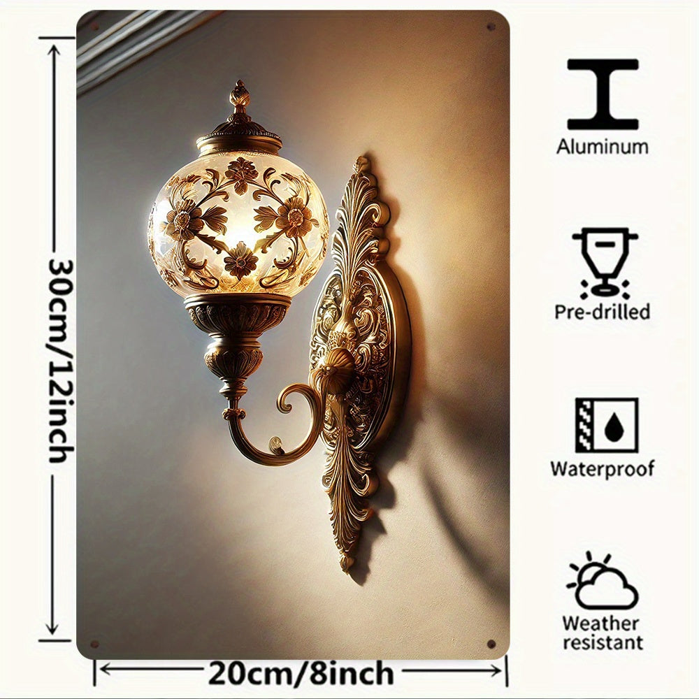 Elegant Golden Vintage Carved Wall Lamp | Floral Patterned Iron Wall Hanging FJORD
