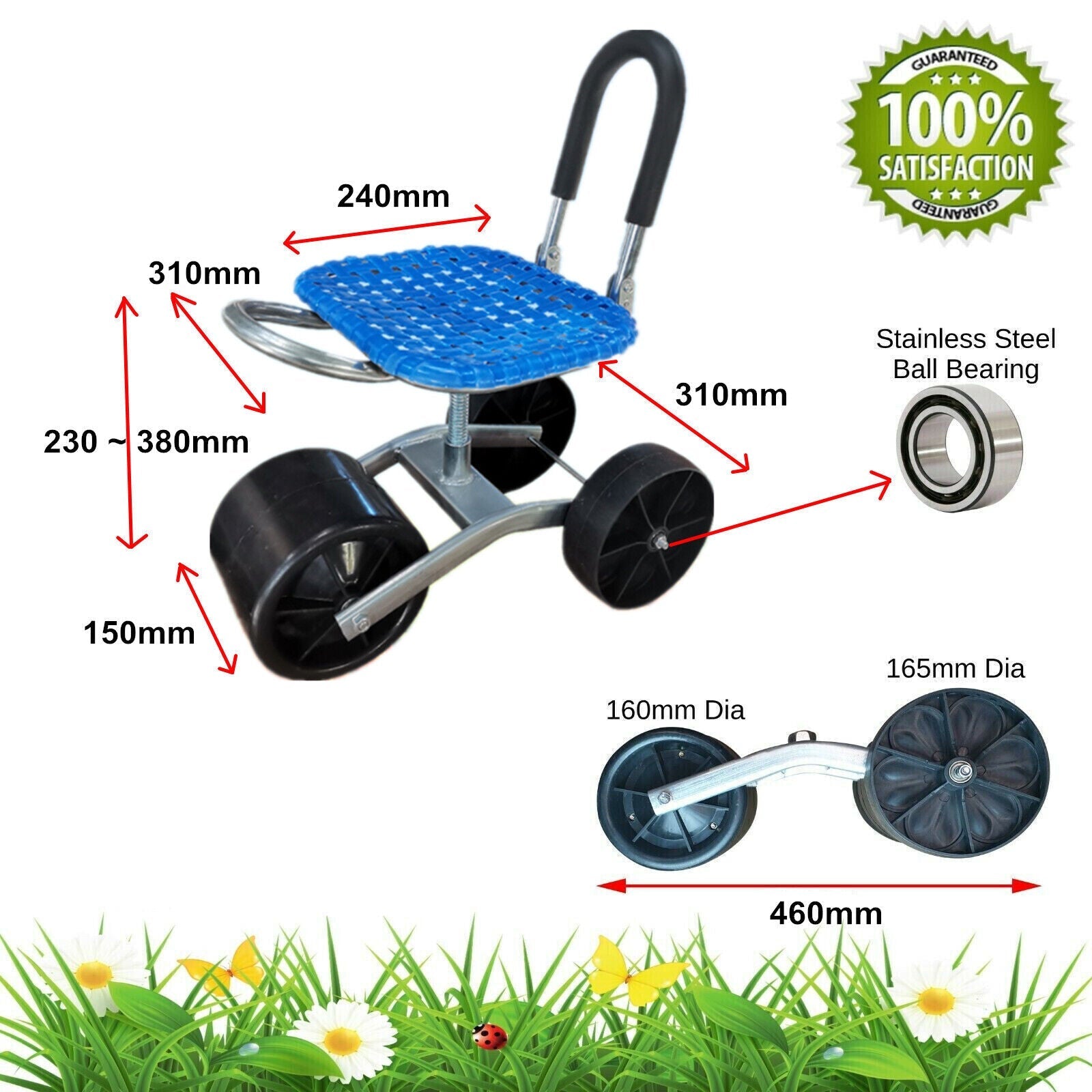 Height Adjustable 360° Rotating Gardening Seat – Ergonomic & Durable FJORD