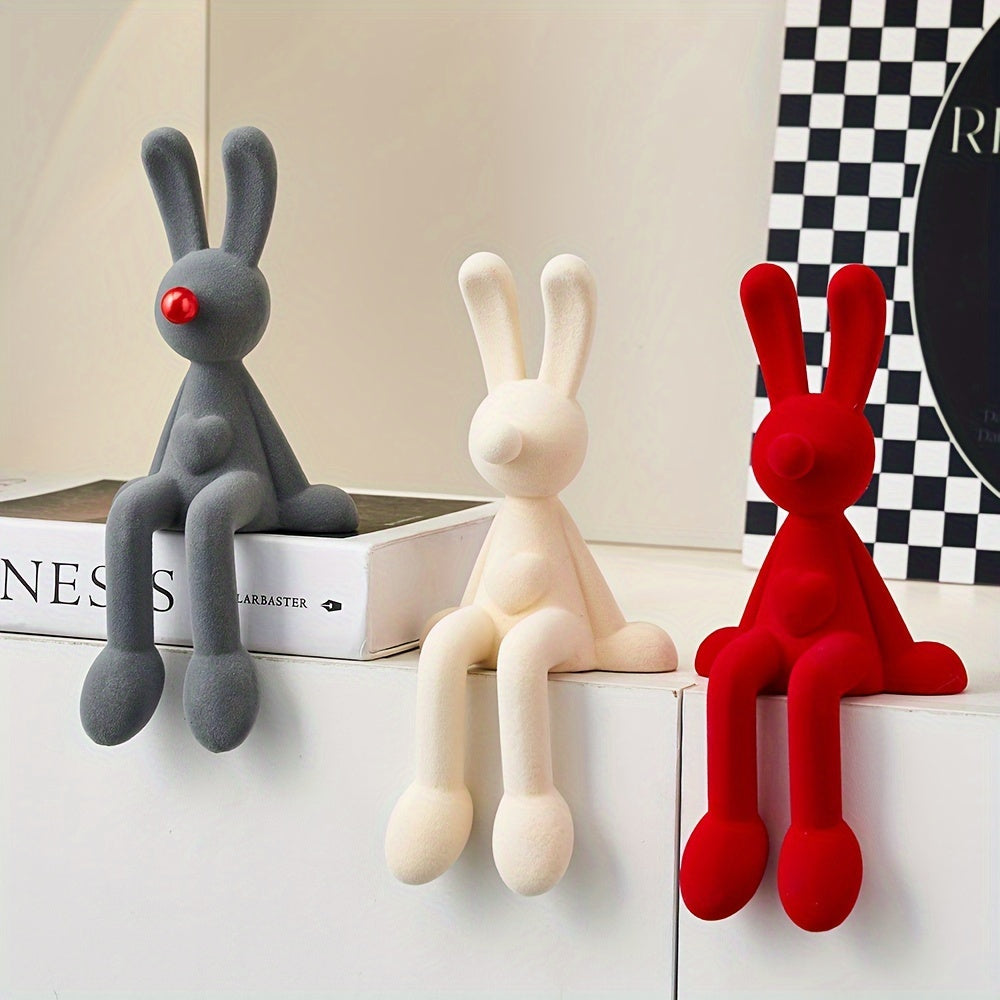 Abstract Sitting Rabbit Statue - Decorative Animal Sculpture for Desktop, Shelf, Living Room, or Office