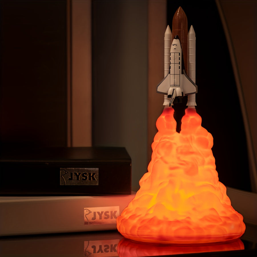 3D Printed Rocket Night Light | USB Rechargeable Space Lamp for Bedroom, Office, Kids | Unique Gift for Space Lovers & Home Decoration