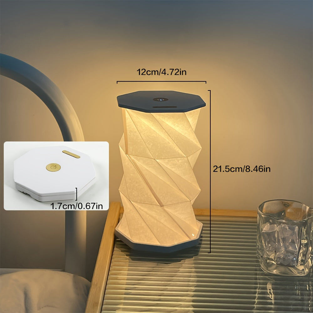 Vintage Wooden Folding Table Lamp - Portable, Stepless Dimming, USB Rechargeable FJORD