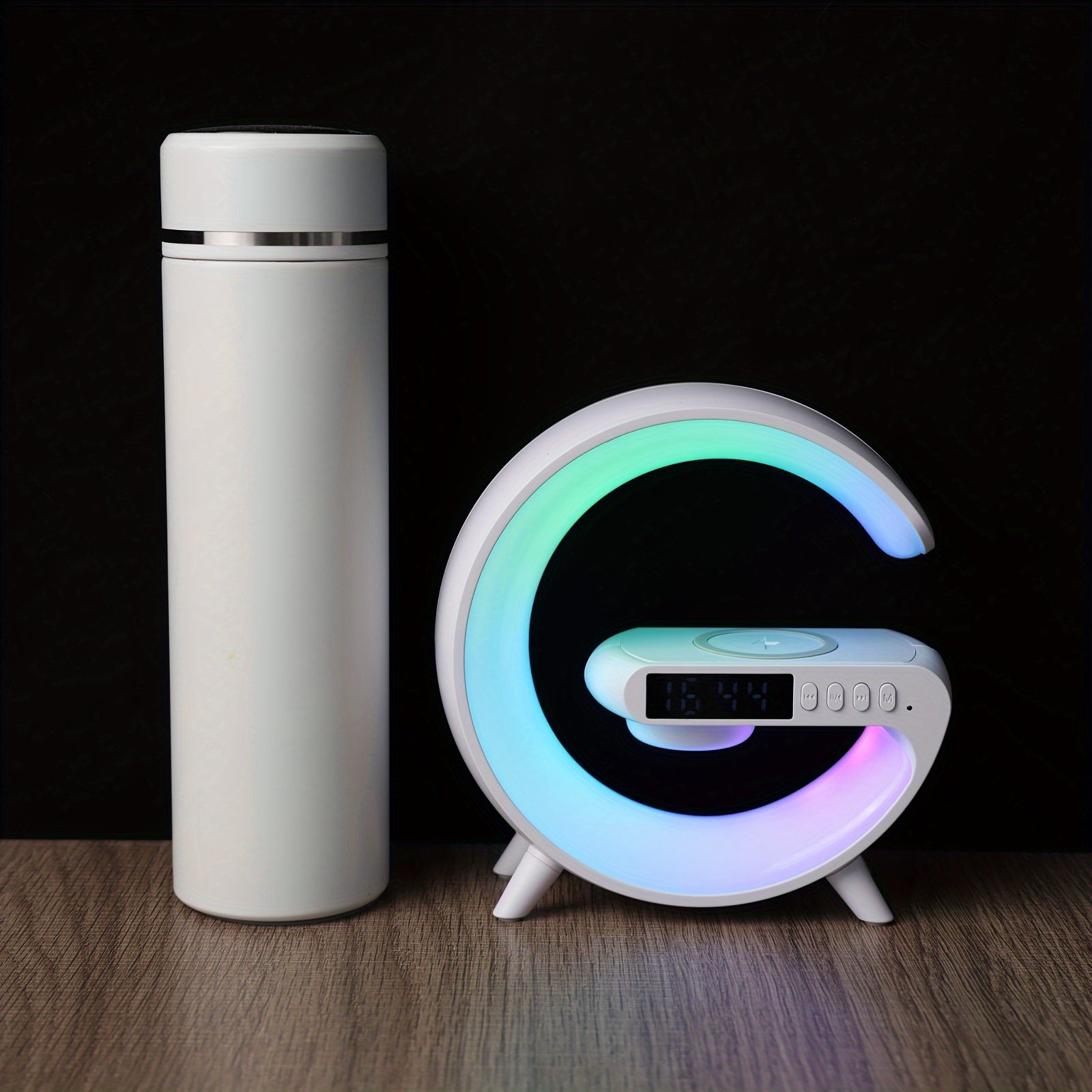 Smart LED Lamp with Wireless Phone Charger | Multifunctional RGB Night Light & Alarm Clock Station FJORD