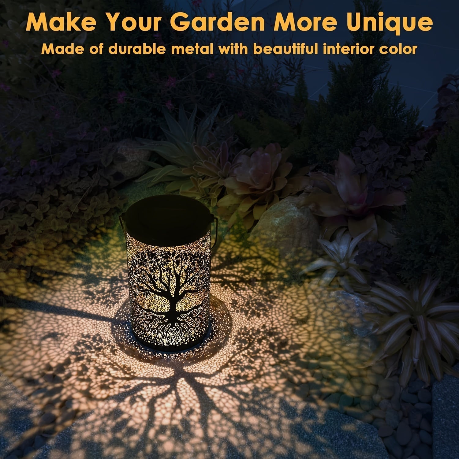 Solar Lantern Lights Outdoor Hanging & Table Lamp - Waterproof Decorative Garden Light for Lawn, Yard, Patio, Pathway, & Porch FJORD