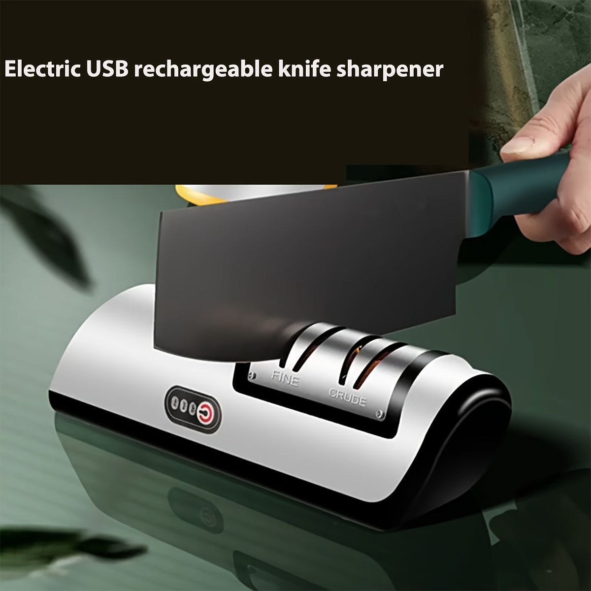 USB Rechargeable Electric Knife Sharpener | 2-Stage, Adjustable Speeds | For Chef & Kitchen Knives | Compatible with Ceramic & Steel Blades