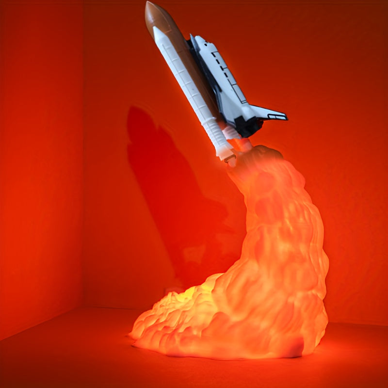 3D Printed Rocket Night Light | USB Rechargeable Space Lamp for Bedroom, Office, Kids | Unique Gift for Space Lovers & Home Decoration