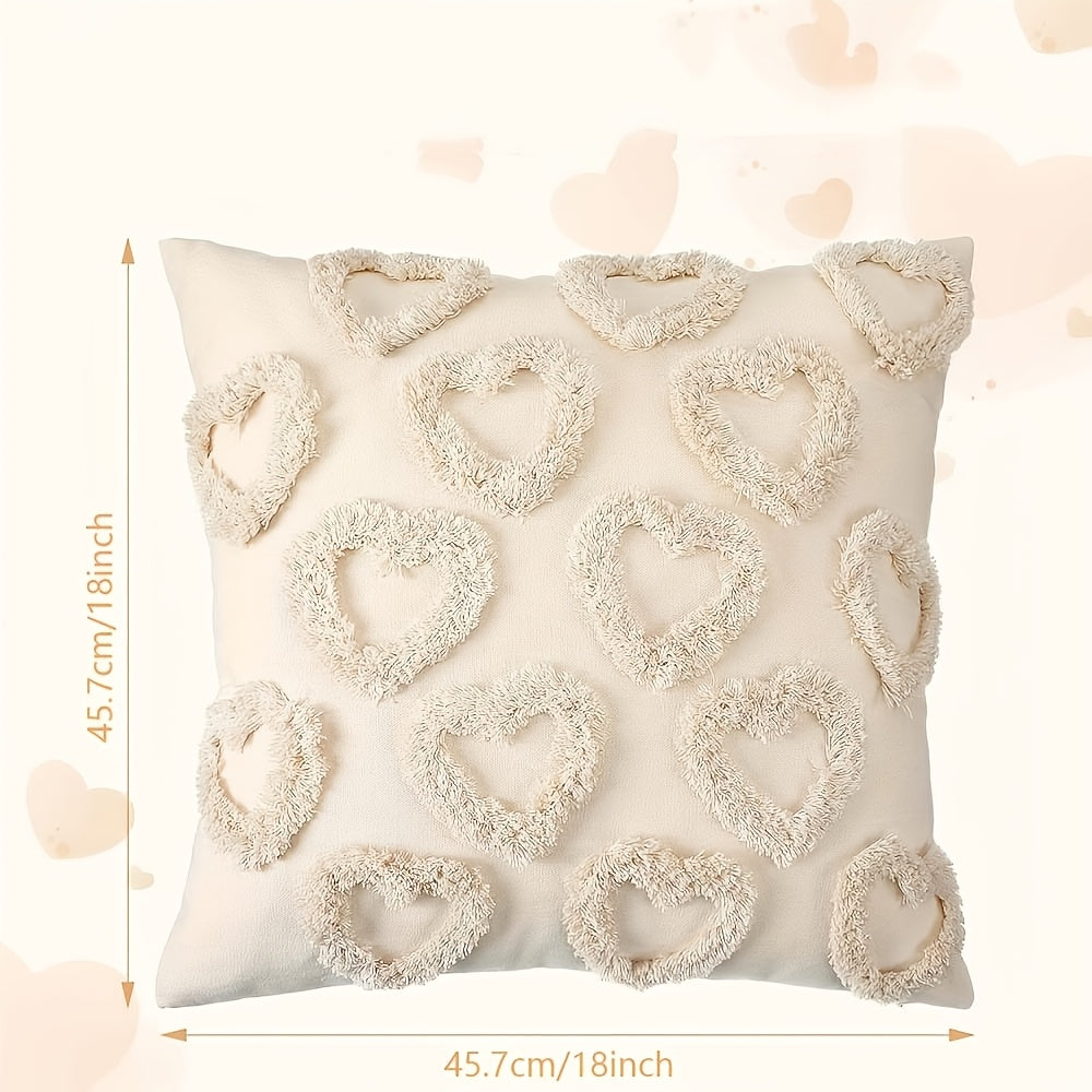 Heart-Shaped Throw Pillow Covers | 45.72x45.72 cm | Zippered Polyester Cushion Cases for Sofa & Living Room Decor | Perfect for Valentine's Day & Halloween