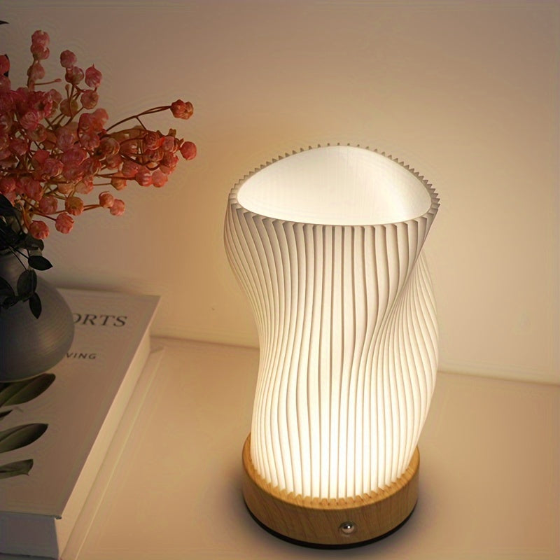 Modern Striped Desk Lamp - Touch Dimming, USB Charging, Battery Powered FJORD