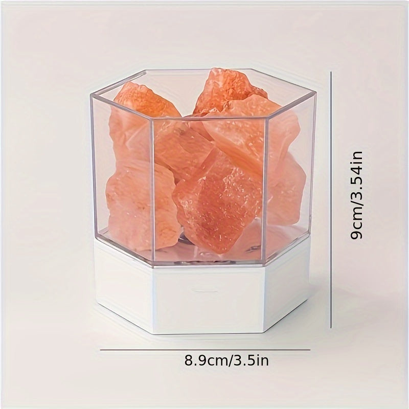Himalayan Salt Stone Lamp - Romantic LED Bedside Lamp with Aromatherapy, USB Plug Night Light for Bedroom & Meditation FJORD