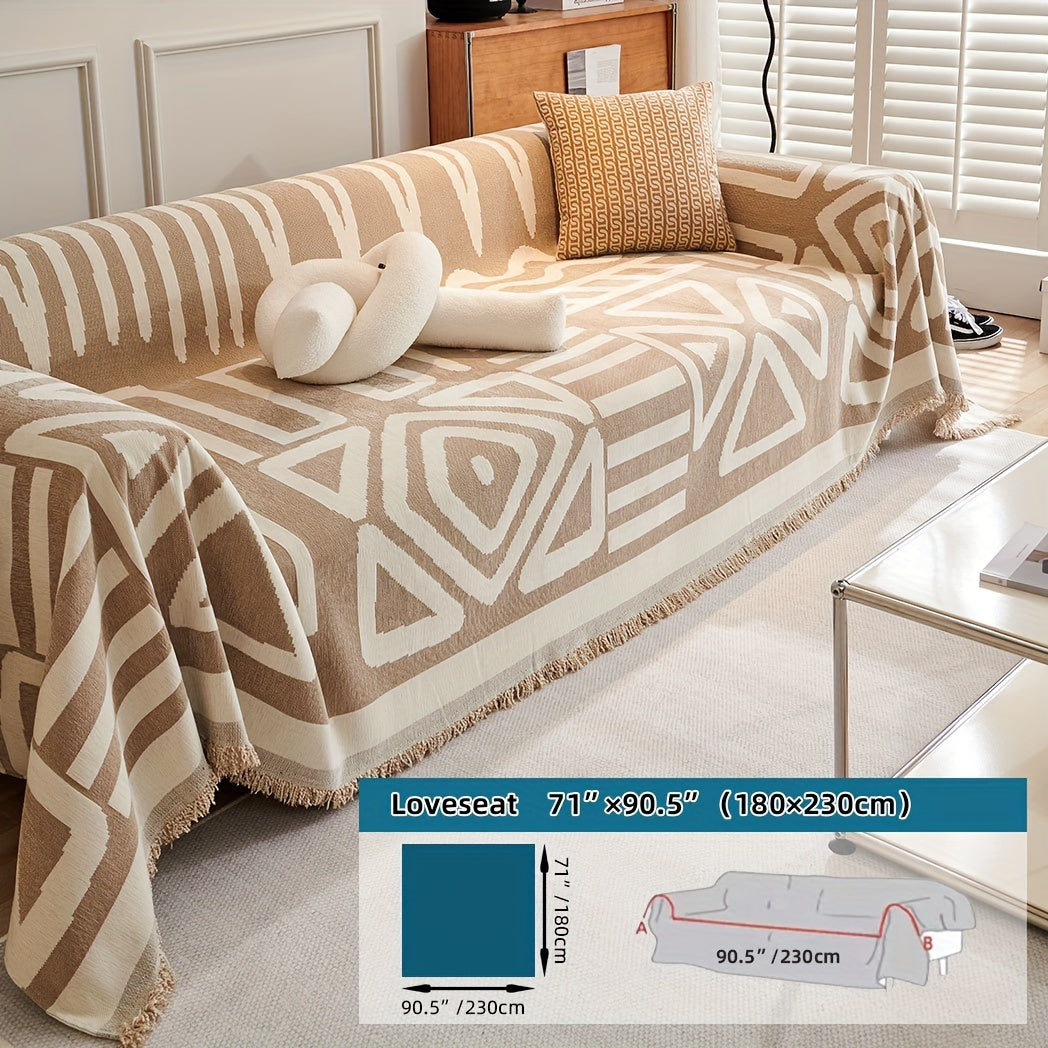 Boho Style Sofa Cover | Non-Slip Furniture Protector | Anti-Scratch, Anti-Dirt Couch Cover for Living Room and Bedroom