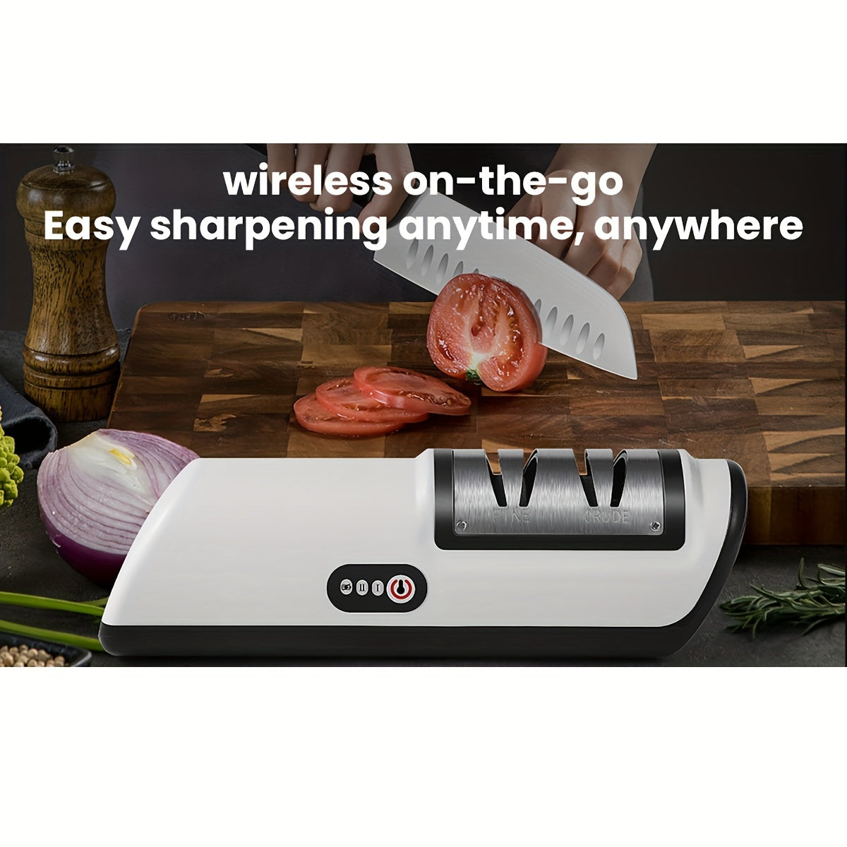 USB Rechargeable Electric Knife Sharpener | 2-Stage, Adjustable Speeds | For Chef & Kitchen Knives | Compatible with Ceramic & Steel Blades