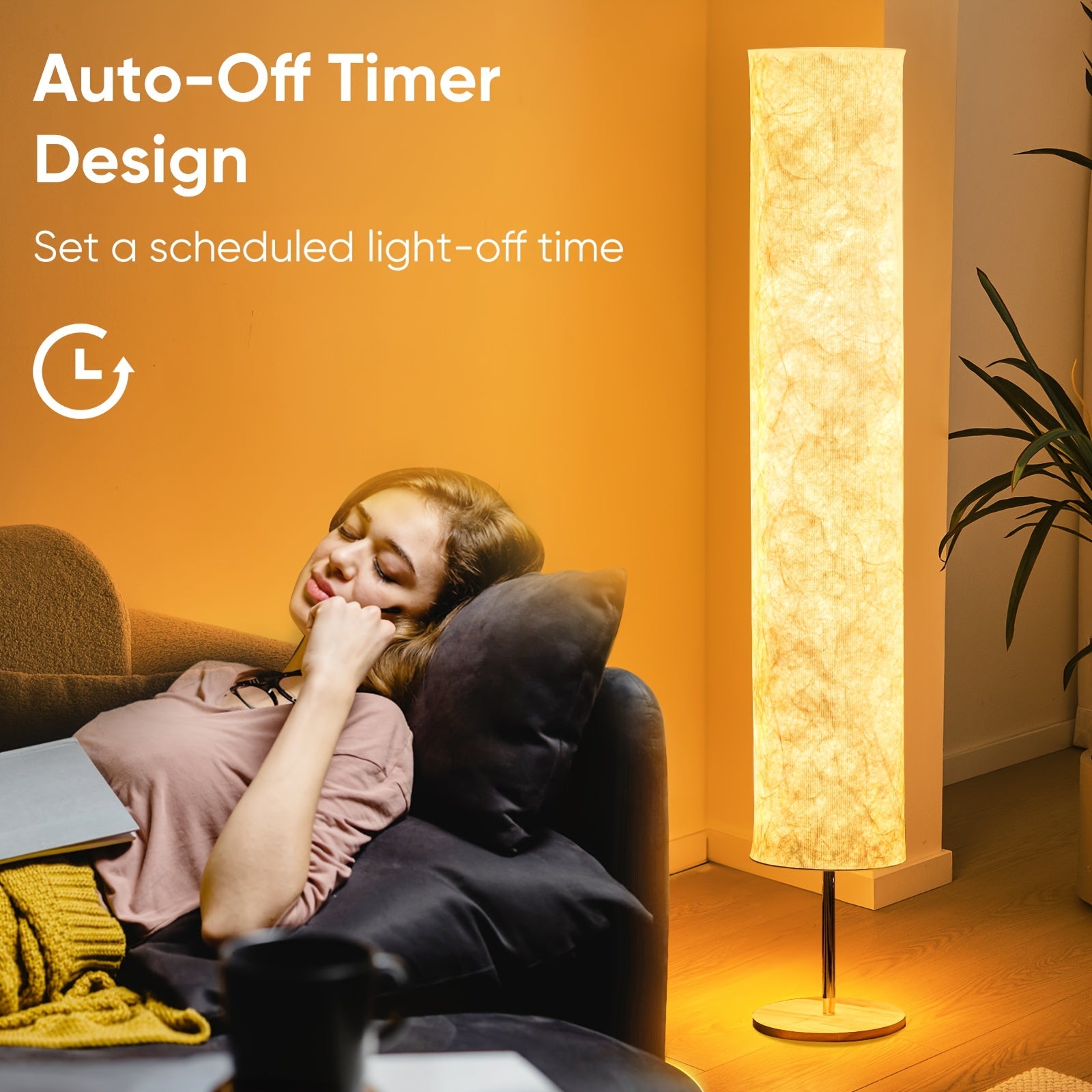 60" Soft Light Floor Lamp - Modern Minimalist USB LED, 3000K Warm Light, Slim Fabric Shade for Living Room & Bedroom, Energy-Efficient, Easy Assembly, Perfect Gift