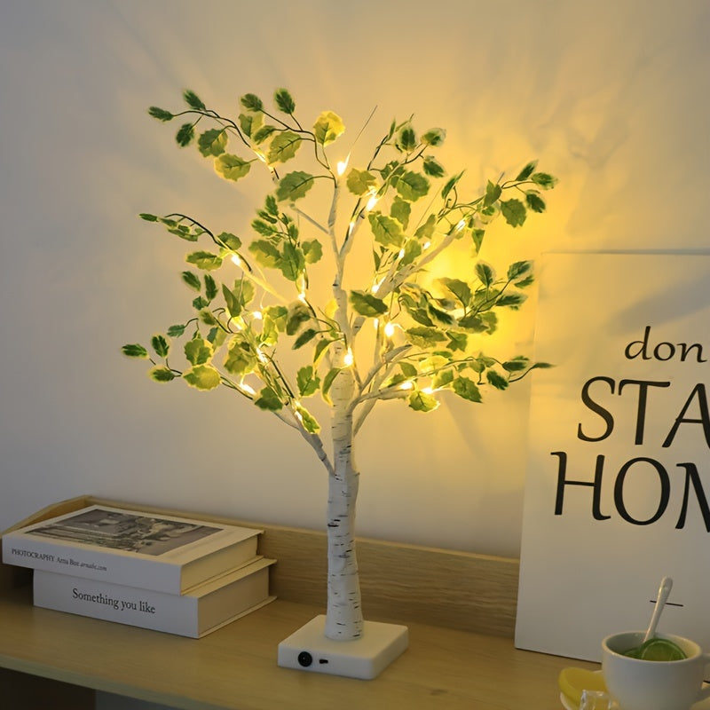 White Birch Tree LED Night Light - USB Powered, Flexible Branches for Cozy Bedroom & Home Decor, Perfect for Weddings, Parties & Festivals FJORD