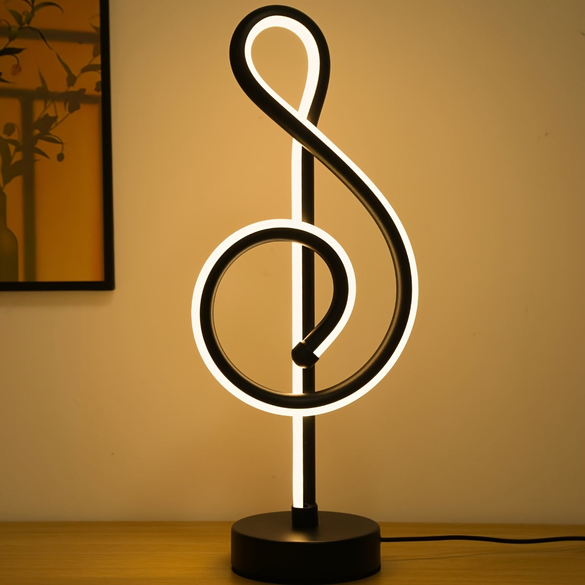 Modern Creative Treble Clef Table Lamp | Adjustable 3-Color LED Desk Light with USB Power | Nightlight for Bedroom, Living Room, Reading, Bar & Café FJORD
