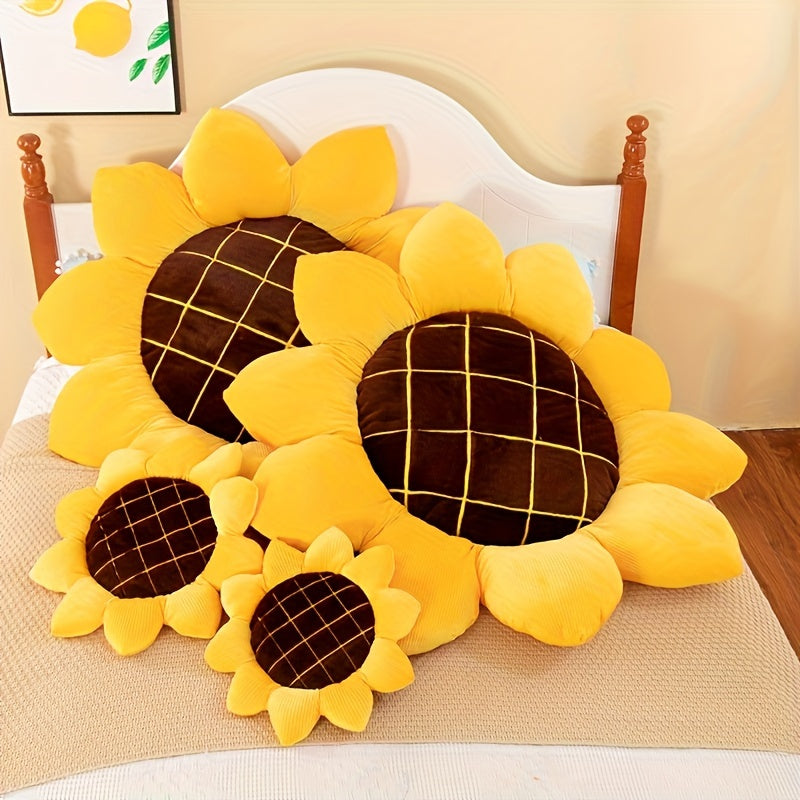 Yellow Sunflower Cushion – Soft Plush Floral Seat Pillow, Comfortable Throw & Lumbar Cushion for Home, Office, Bedroom, Car – Perfect Gift for Kids & Family