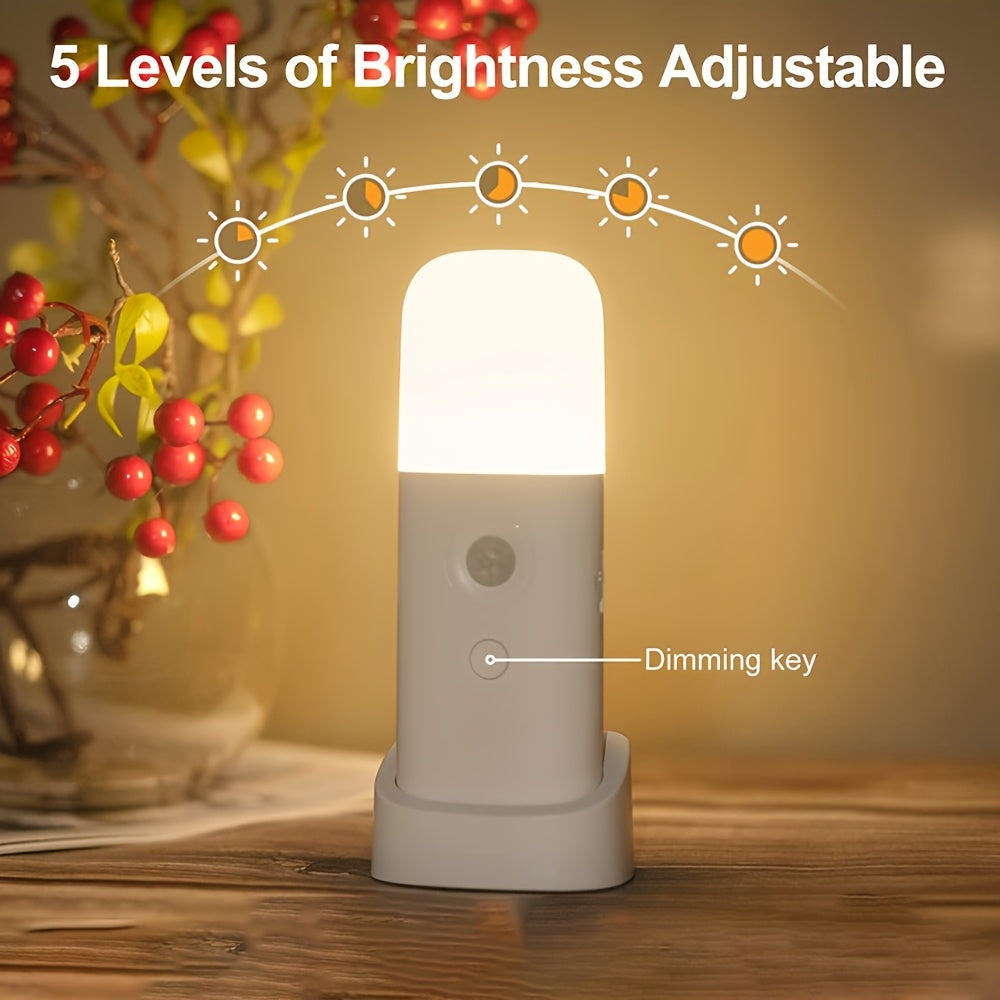 Rechargeable Motion Sensor Night Light – Dimmable, Cordless, Adjustable Brightness, USB Charging, Portable for Bedroom, Bathroom, Hallway FJORD