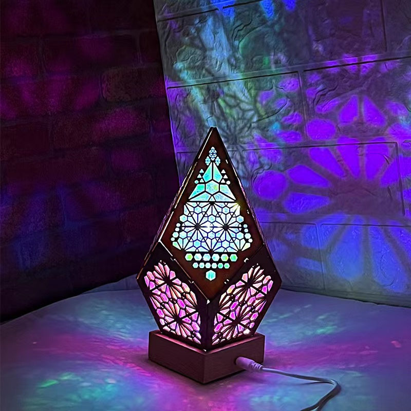 Bohemian Lamp | Starry Sky Night Lamp | 3D Projector Colored Starry Floor Light | Decorative Hotel Light