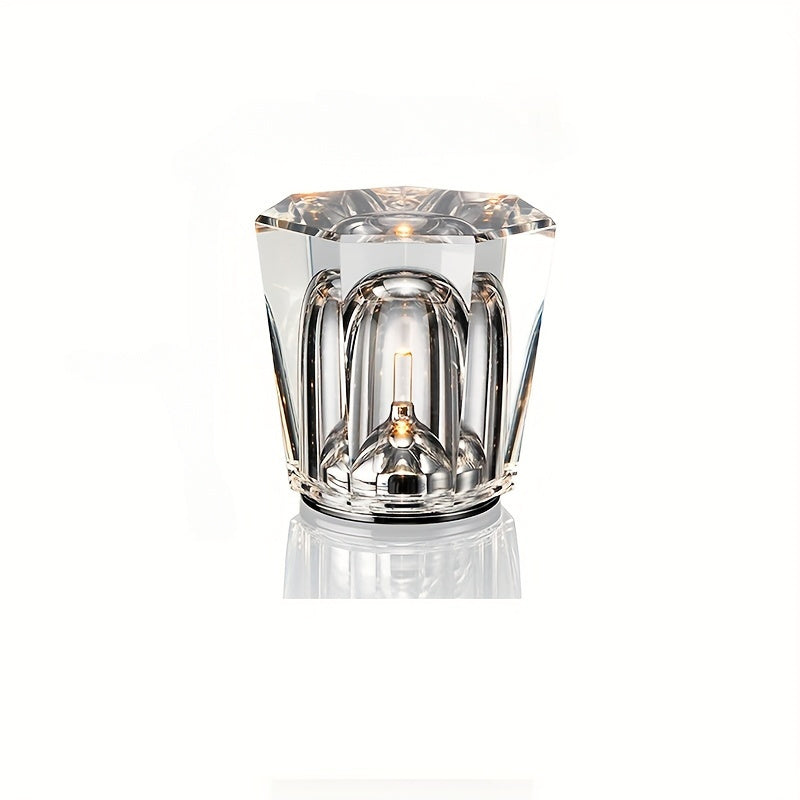 Modern Christmas Crystal Table Lamp - Geometric Design, USB Powered, Rechargeable Lithium Battery FJORD