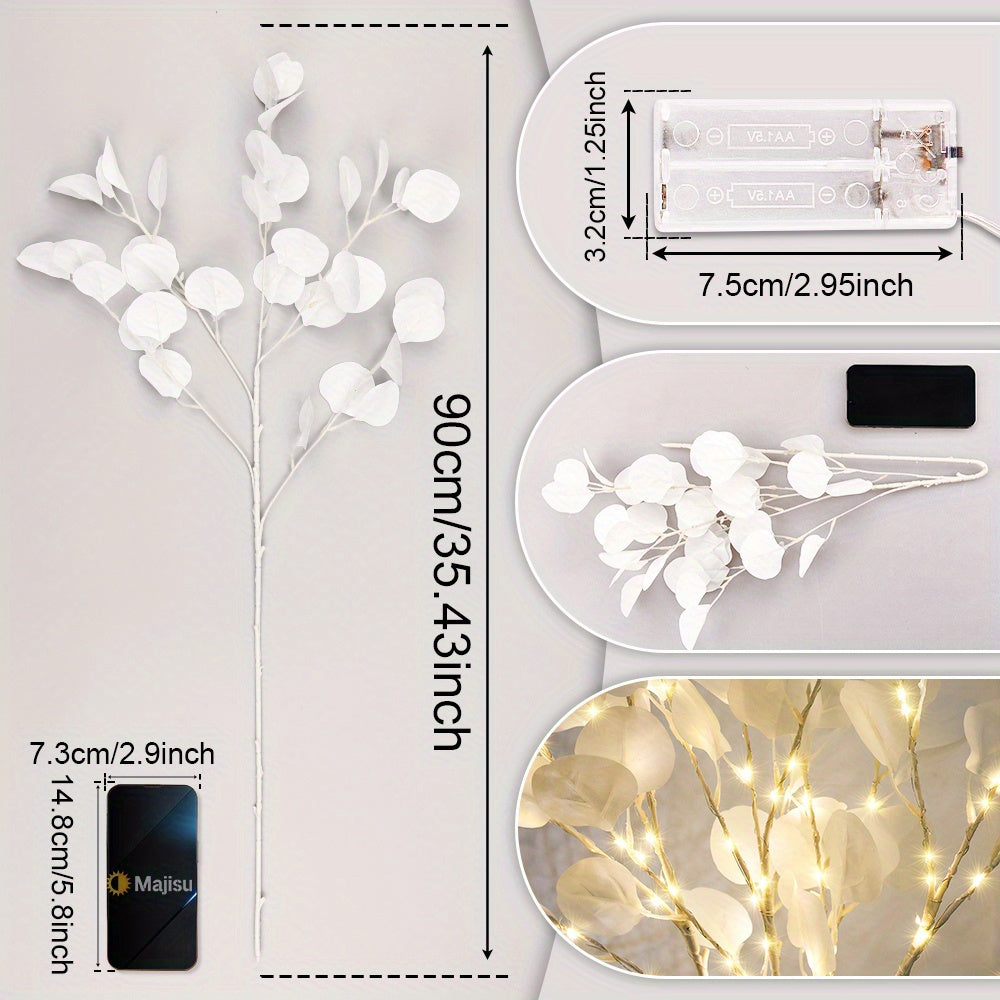 Realistic Eucalyptus Silk Branches with LED String Lights | Elegant Home & Event Decor FJORD