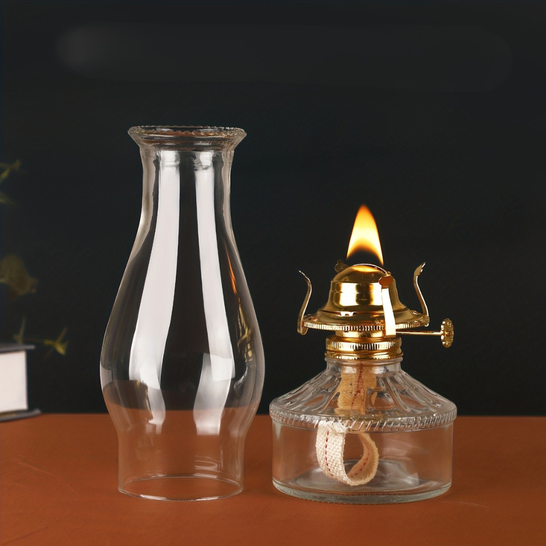 Vintage Glass Kerosene Lantern | 380ml Large Capacity Oil Lamp for Cozy Indoor Lighting - Amanigo FJORD