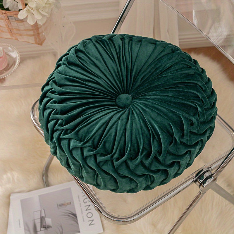 Velvet Pumpkin Cushion - Round Tufted Washable Seat Pillow for Living Room & Sofa Decor