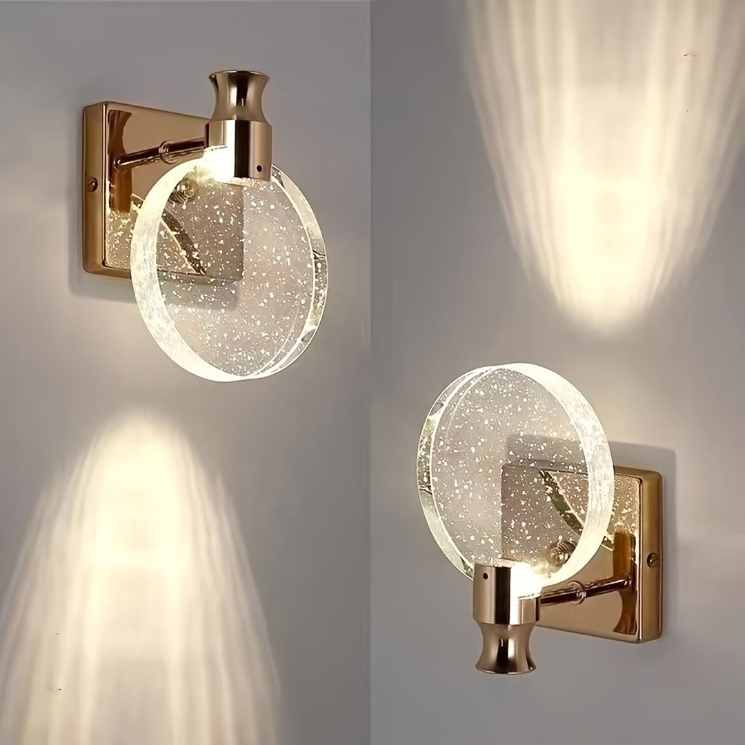 Elegant Crystal Wall Lamp | Golden Finish | Dimmable Light for Bedroom, Living Room, Bathroom & Corridor Decor