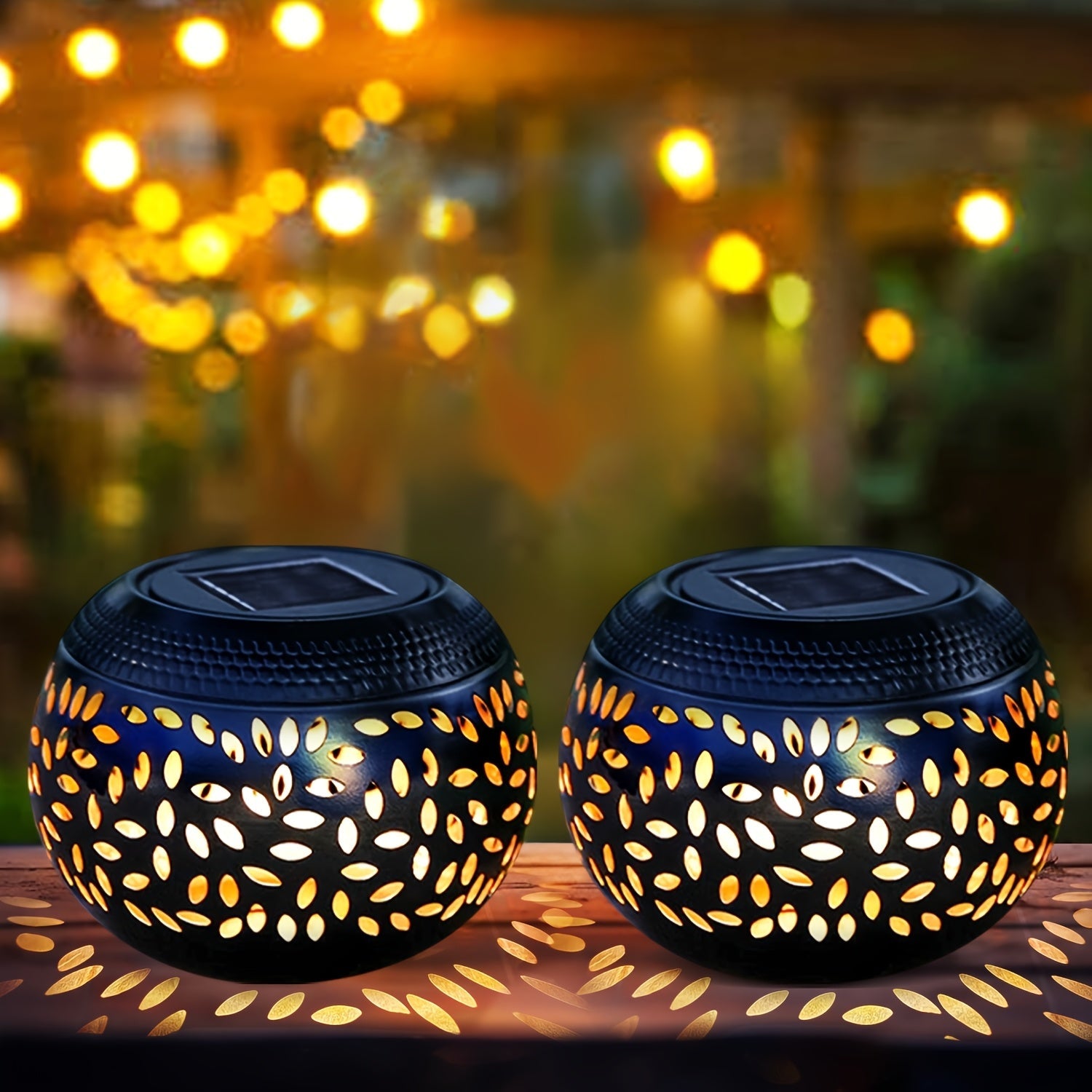 Solar Table Lantern with Flickering Flame - Waterproof LED Light, Auto On/Off, Decorative Metal Lamp for Outdoor, Patio, Garden, Desk, Yard FJORD