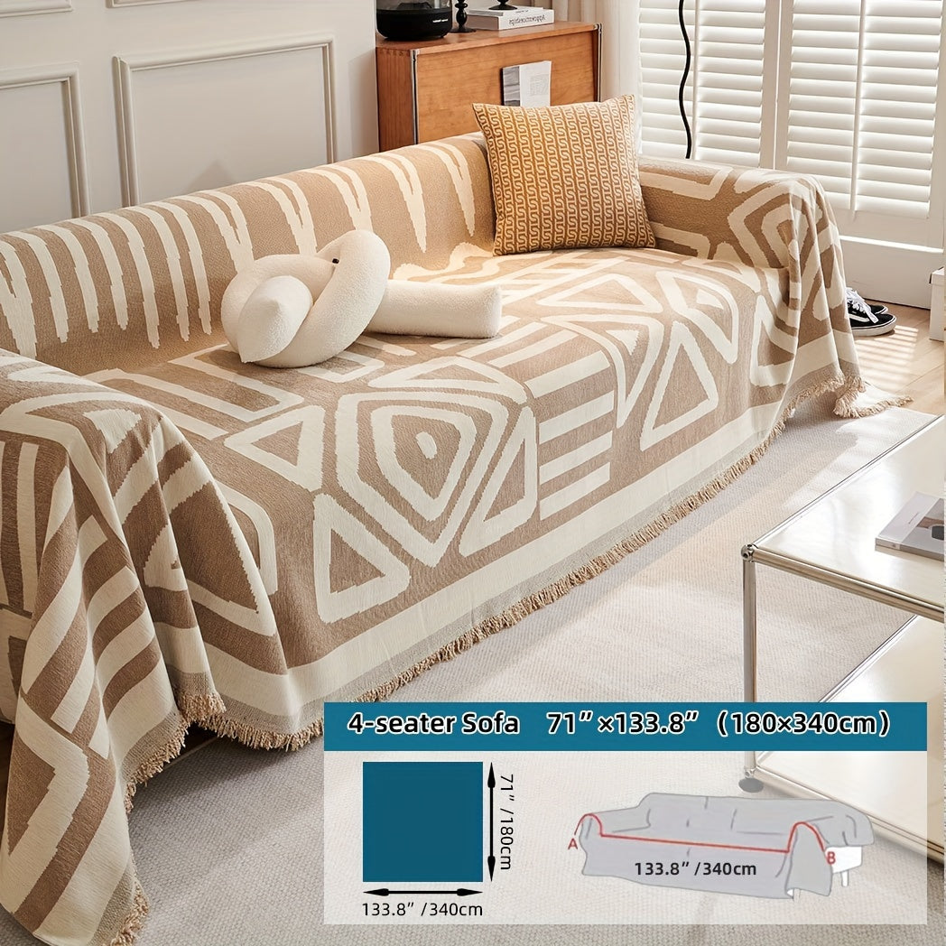 Boho Style Sofa Cover | Non-Slip Furniture Protector | Anti-Scratch, Anti-Dirt Couch Cover for Living Room and Bedroom