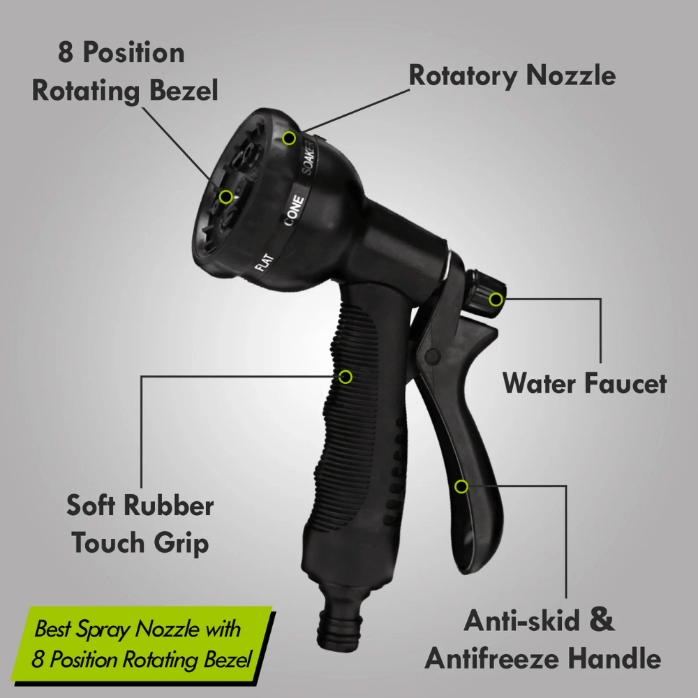 Expandable Kink-Free Garden Hose with 8 Spray Modes (30m) FJORD