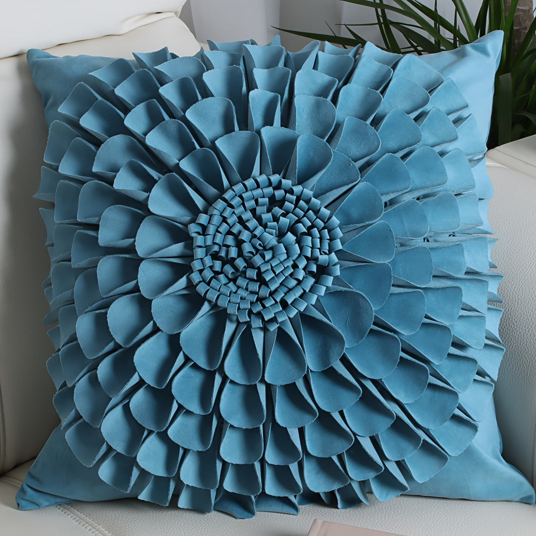 3D Flower Throw Pillow Cover – 18x18 Square, Soft & Washable Polyester, Decorative Cushion for Sofa, Bed, & Living Room – Multi-Color Options