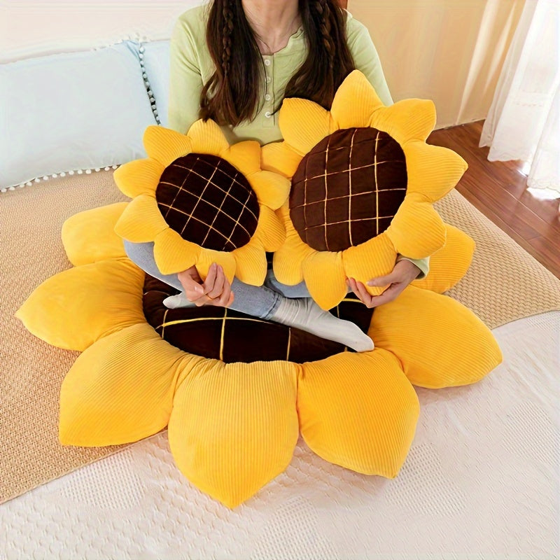 Yellow Sunflower Cushion – Soft Plush Floral Seat Pillow, Comfortable Throw & Lumbar Cushion for Home, Office, Bedroom, Car – Perfect Gift for Kids & Family