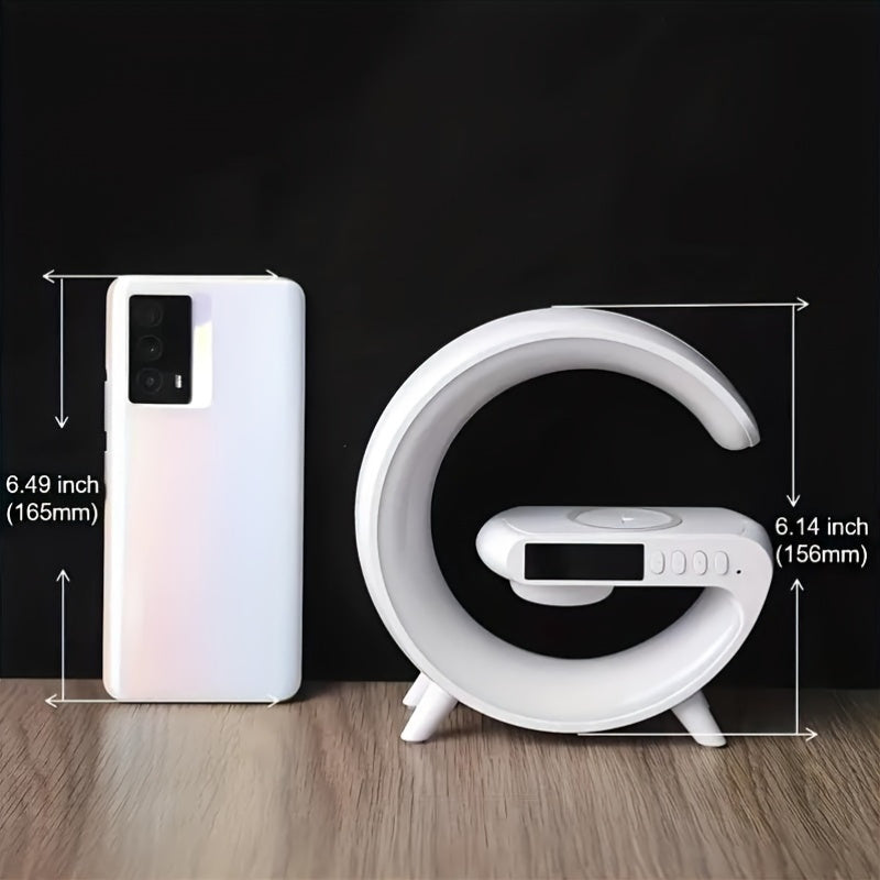 Smart LED Lamp with Wireless Phone Charger | Multifunctional RGB Night Light & Alarm Clock Station FJORD