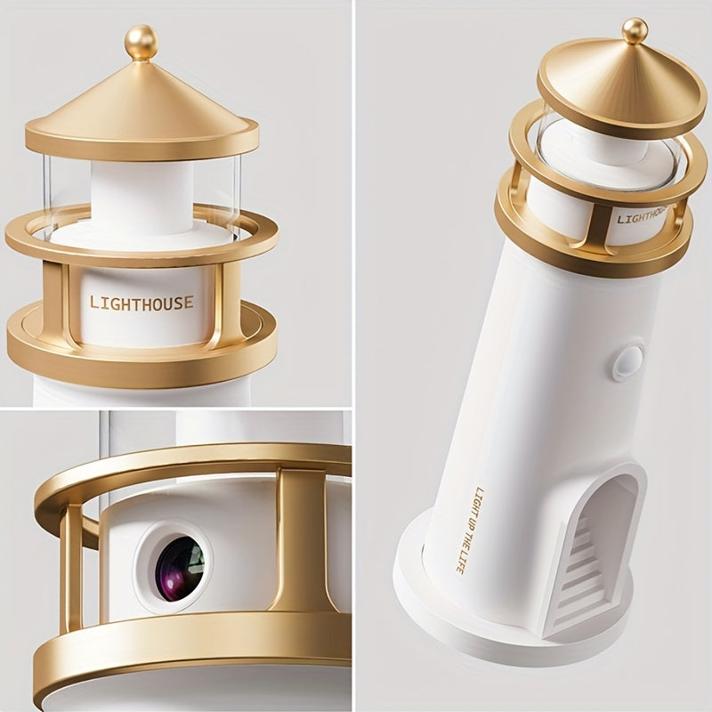 Lighthouse Night Light with Moon Projection, Bluetooth & Remote Control, USB Rechargeable, Ideal for Home Decor, Gift for Christmas & Birthdays FJORD
