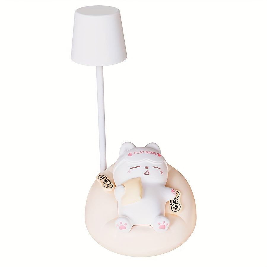 Soft Cat Night Light | 3 Brightness Levels | USB Rechargeable Table Lamp for Bedroom, Office & Dorm Decor FJORD
