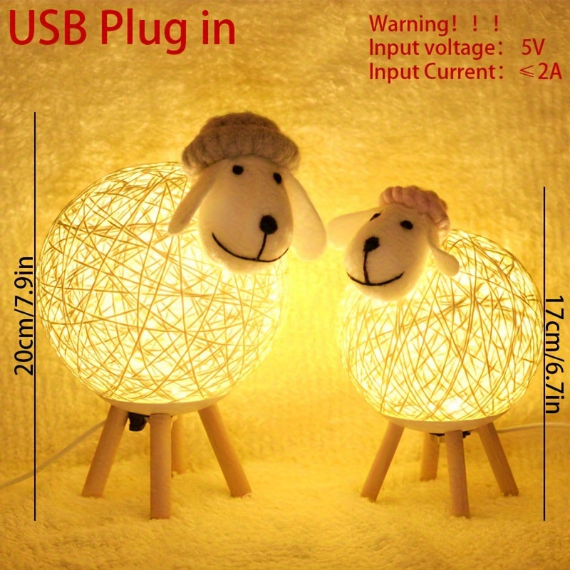 Charming Sheep-Shaped USB Night Light | Adjustable Brightness, Modern Art Decor for Living Room & Bedroom | Perfect Holiday, Birthday, & Christmas Gift - Battery Not Included FJORD