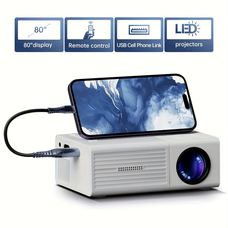 Mini Projector | High-definition | Home Cinema & Outdoor Camping | Compatible with HDTV, USB, SD | Perfect Gift for Christmas & Holidays