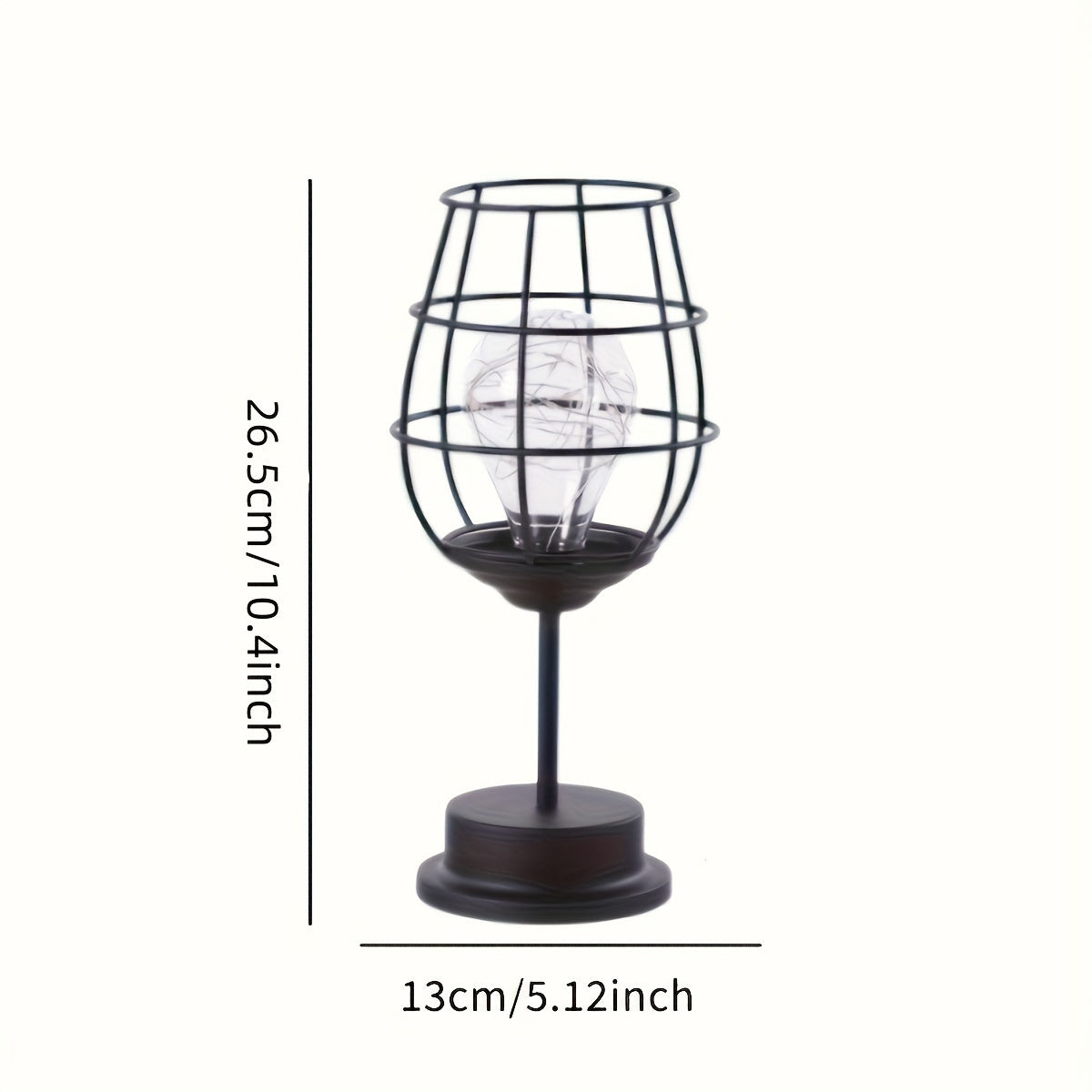 Industrial Iron Wire Cage Night Light, Battery-Powered LED Table Lamp – Modern Decorative Accent for Bedroom, Living Room, Office – Fits 3 AA Batteries (Not Included), Stylish Home Decor FJORD