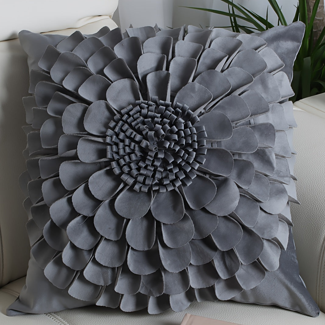 3D Flower Throw Pillow Cover – 18x18 Square, Soft & Washable Polyester, Decorative Cushion for Sofa, Bed, & Living Room – Multi-Color Options