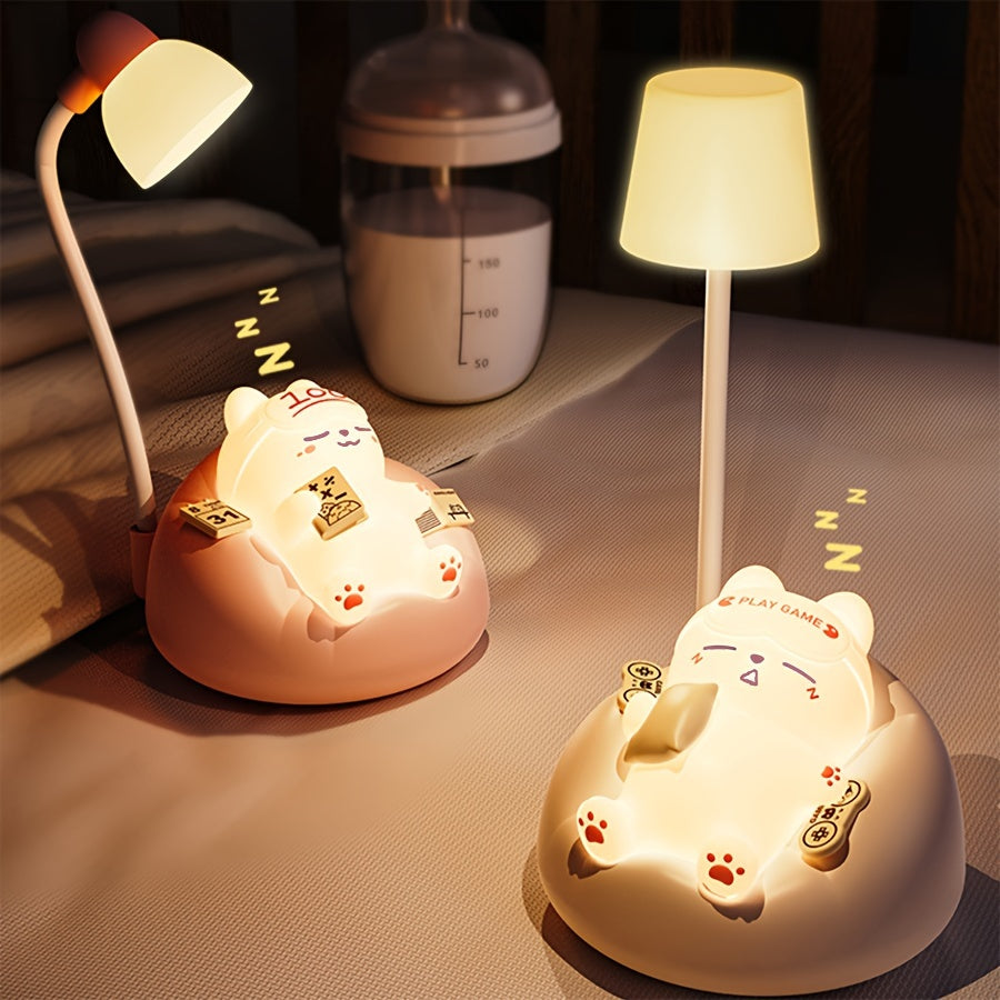 Soft Cat Night Light | 3 Brightness Levels | USB Rechargeable Table Lamp for Bedroom, Office & Dorm Decor FJORD