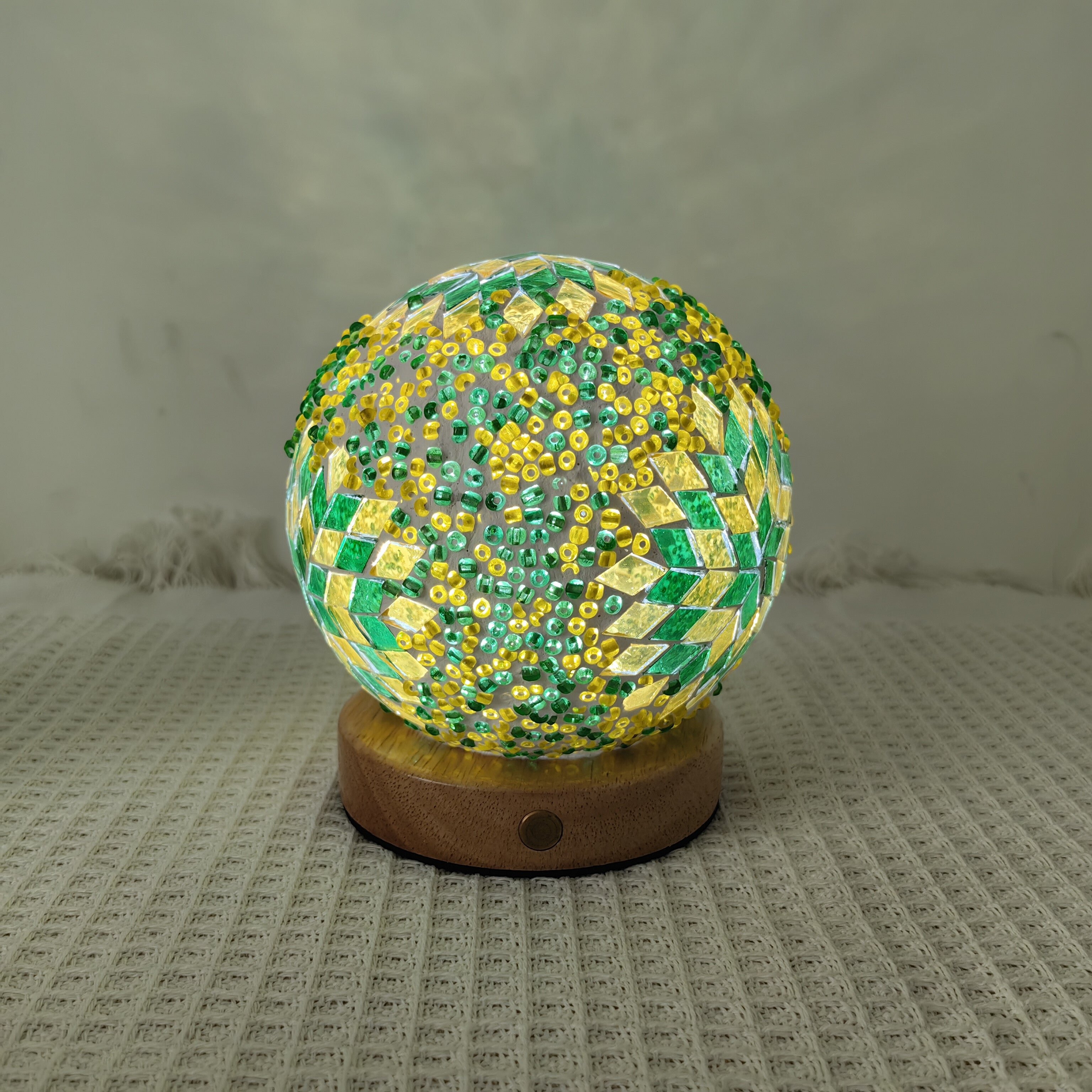 Bohemian Moon Ball Night Light – Color Changing LED with Wooden Stand, Dimmer, Perfect for Bedroom, Living Room & Unique Gifts – 3.9” Crystal Globe