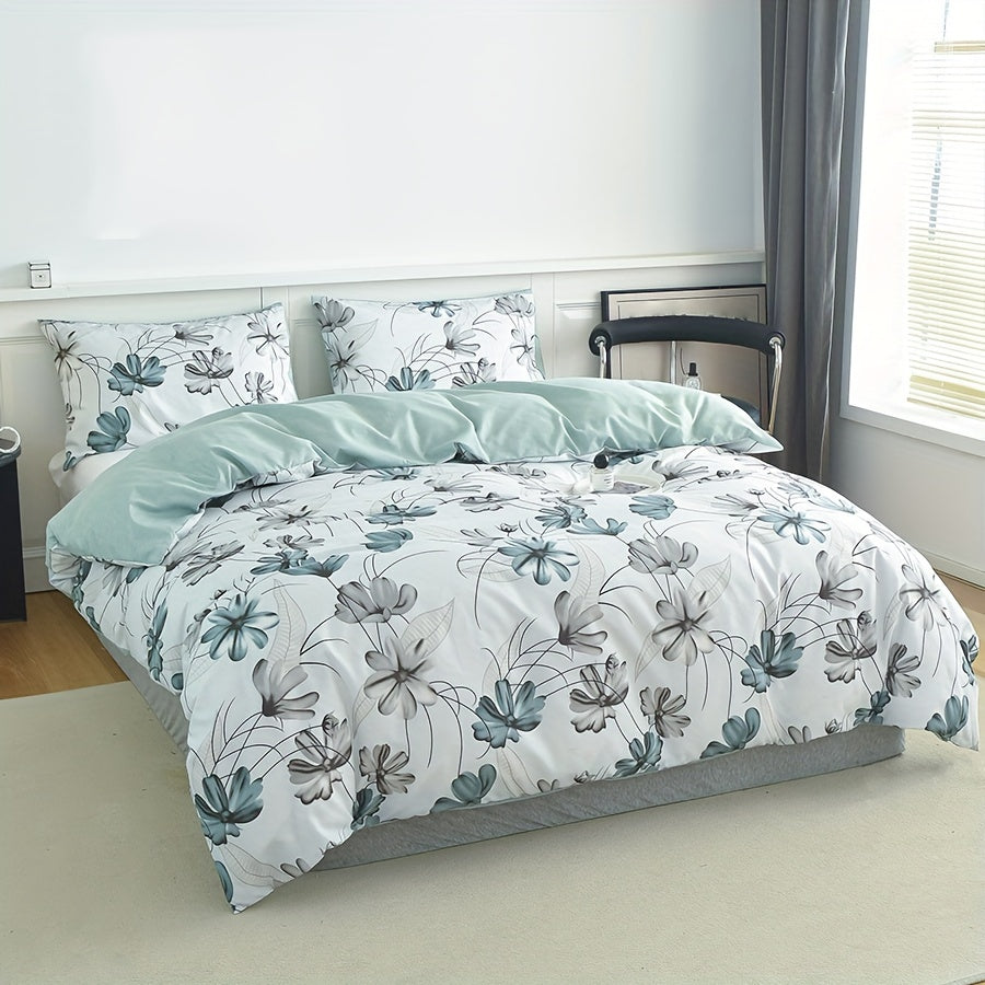 3-Piece Flower Print Duvet Cover Set – Soft and Comfortable Bedding for Bedroom