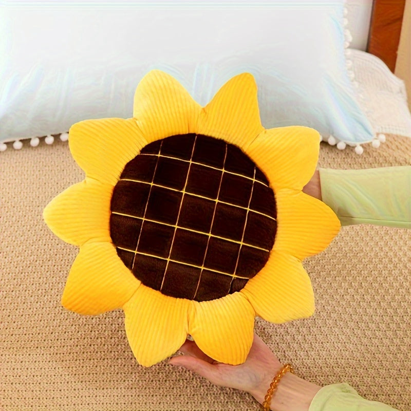 Yellow Sunflower Cushion – Soft Plush Floral Seat Pillow, Comfortable Throw & Lumbar Cushion for Home, Office, Bedroom, Car – Perfect Gift for Kids & Family