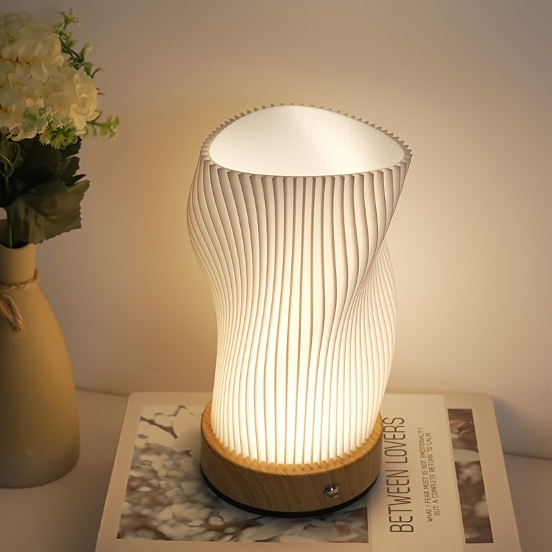 Modern Striped Desk Lamp - Touch Dimming, USB Charging, Battery Powered FJORD