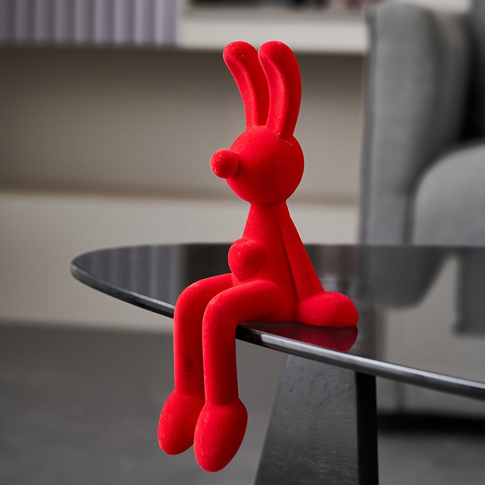 Abstract Sitting Rabbit Statue - Decorative Animal Sculpture for Desktop, Shelf, Living Room, or Office