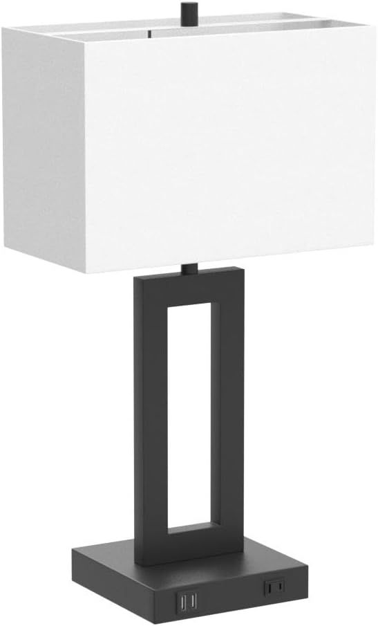 Set of 2 Touch Control Table Lamps with USB Ports – 3-Way Dimmable Bedside Lamps, Modern Nightstand Lamps for Bedroom & Living Room, Cream Fabric Shades, LED Bulbs Included FJORD