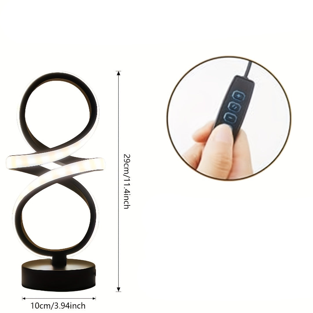 Modern Spiral LED Table Lamp with USB | 3-Color Adjustable & Eye-Care Lighting FJORD