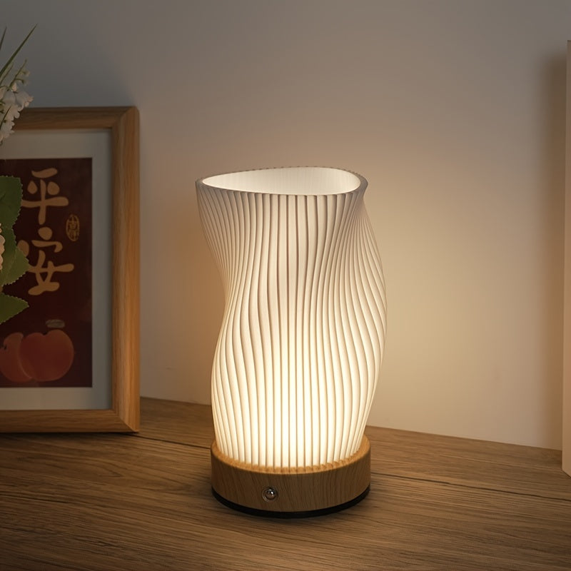 Modern Striped Desk Lamp - Touch Dimming, USB Charging, Battery Powered FJORD