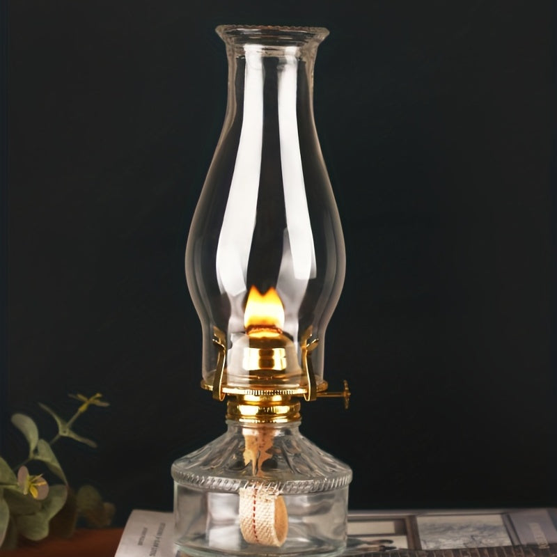 Vintage Glass Kerosene Lantern | 380ml Large Capacity Oil Lamp for Cozy Indoor Lighting - Amanigo FJORD