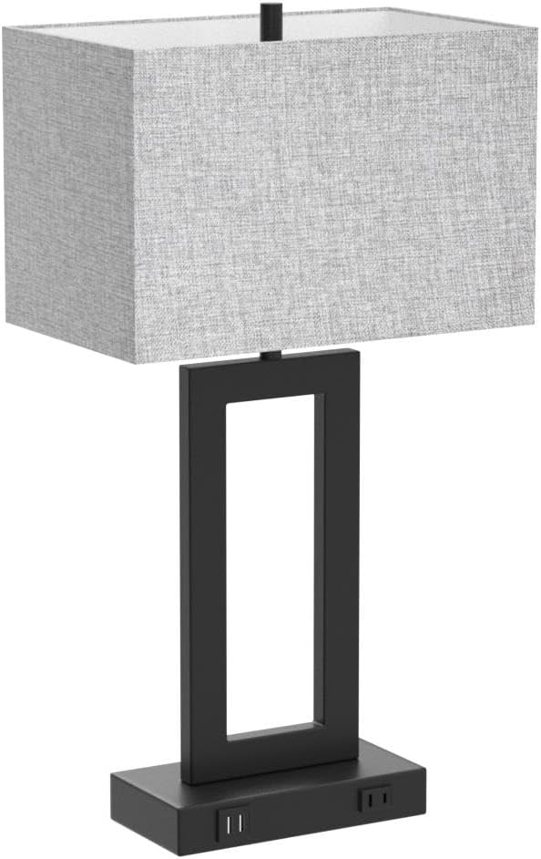 Set of 2 Touch Control Table Lamps with USB Ports – 3-Way Dimmable Bedside Lamps, Modern Nightstand Lamps for Bedroom & Living Room, Cream Fabric Shades, LED Bulbs Included FJORD