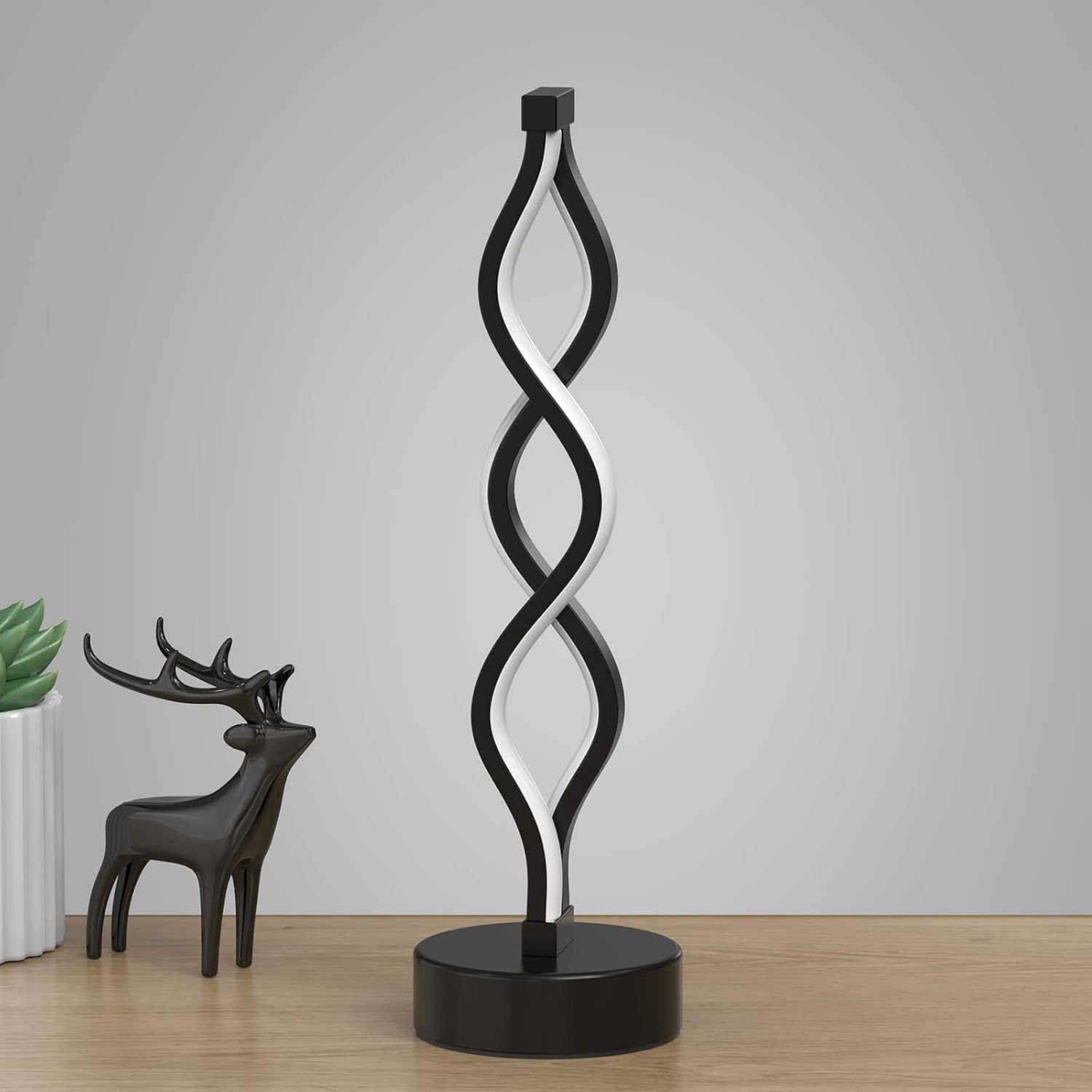 Modern Spiral LED Table Lamp | Touch Control, Dimmable | 3-Color Modes | Bedroom, Office, Living Room Decor FJORD